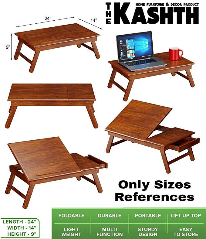 Multipurpose Foldable Bed Table Study Table Laptop Table Non-Slip Legs/Engineered Wood