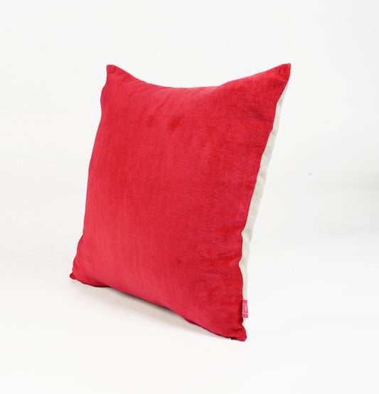 Red Velvet & Linen Reversible Christmas Cushion Cover 40x40cm