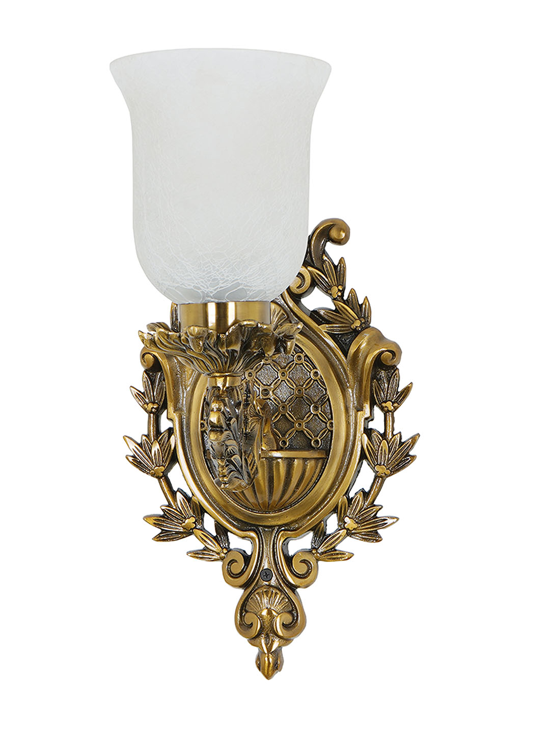 Brass Antique Aluminium Glass 1-Light Wall Sconce – 39.4 cm