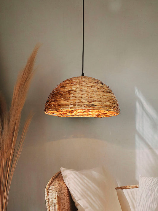 Rustic Natural Sea Grass Woven 1-Light Pendant – 38.1 cm
