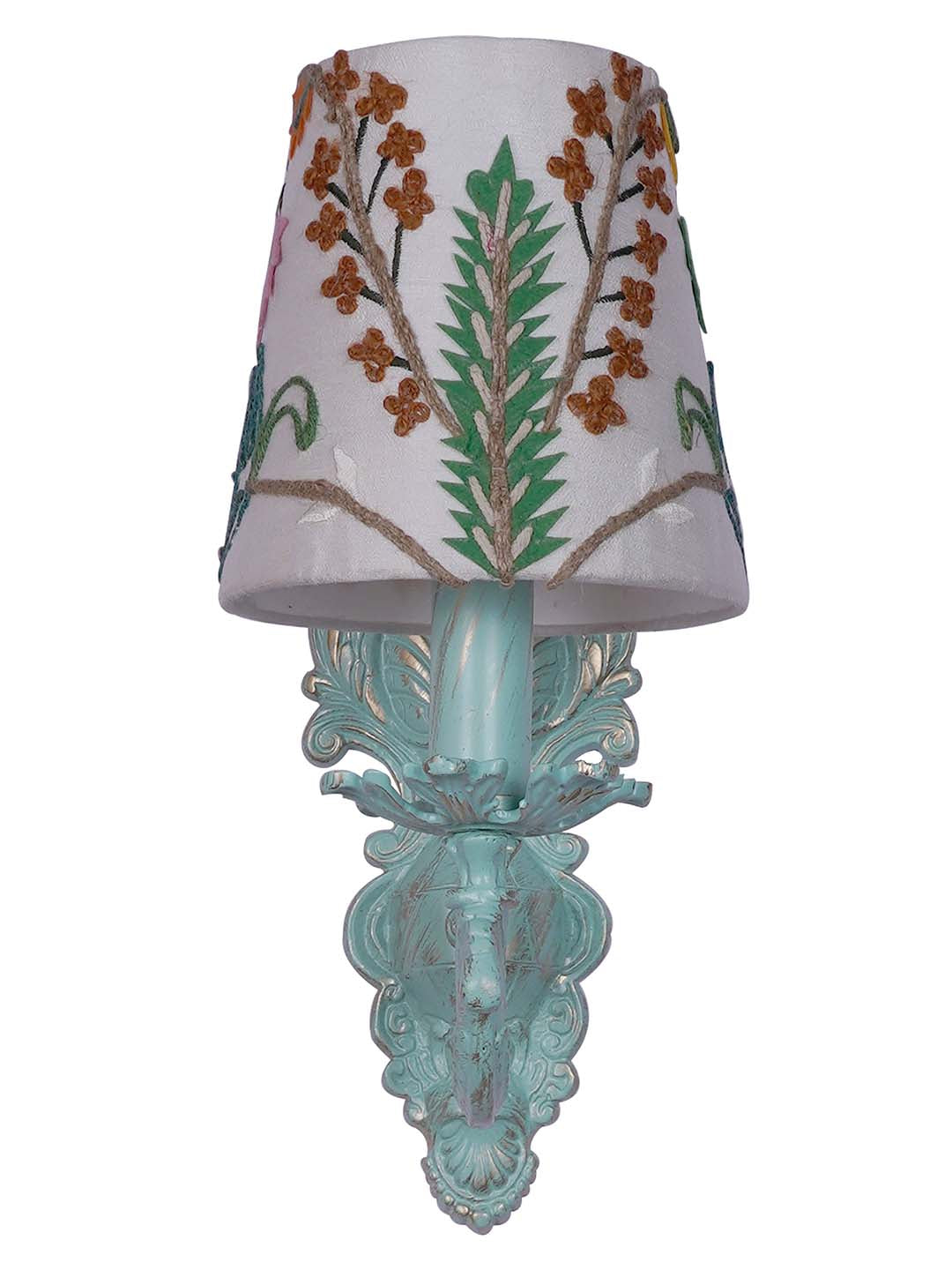 Distressed Green Fabric Aluminium 1-Light Wall Sconce – 27.2 cm
