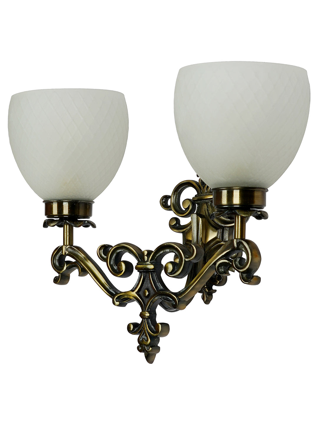 Brass Antique Aluminium Glass 2-Light Wall Sconce – 40.6 cm