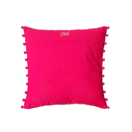 Handcrafted Kutch Embroidery Linen Cushion Cover – Vibrant Ethnic Décor