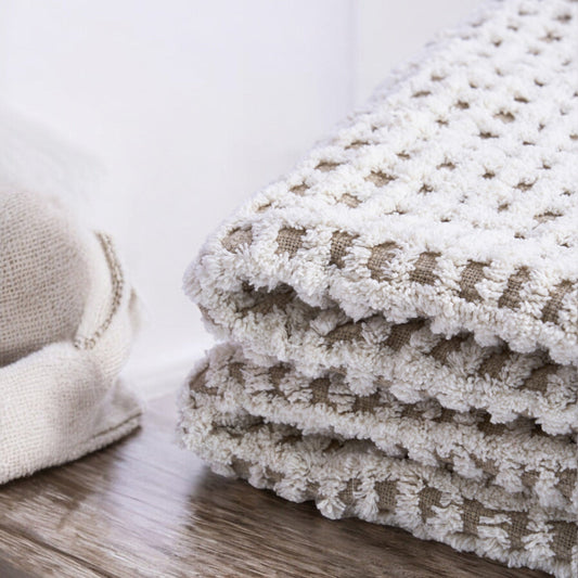 ZULU Handwoven Cotton Tufted Throw Blanket – Check Pattern, 50×60 inches