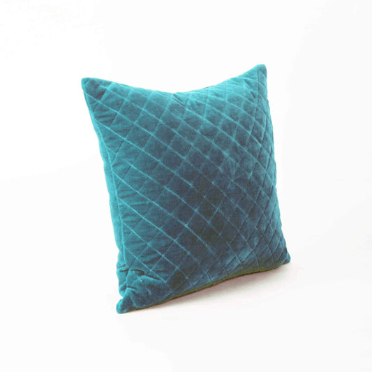 Dark Turquoise Quilted Velvet Pillow Cover – 16×16 & 18×18 – Vliving