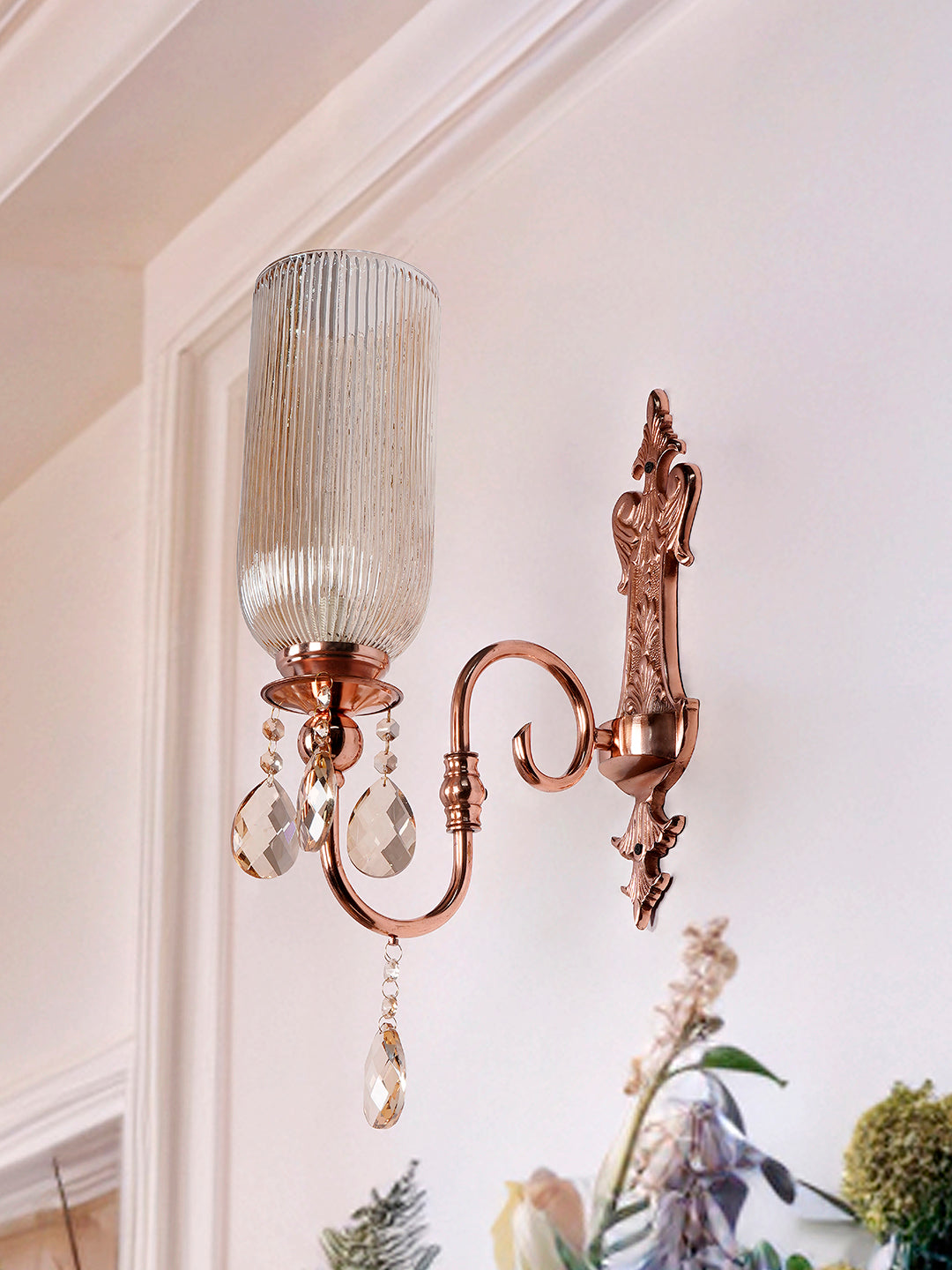 Copper Glass Mild Steel 1-Light Wall Sconce – 53.3 cm
