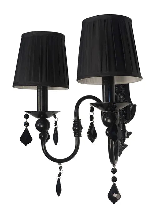 Black Fabric Mild Steel 2-Light Wall Sconce – 50.8 cm