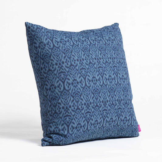 Indigo Ikat Print Reversible Cotton Duck Pillow Cover – 3 Sizes