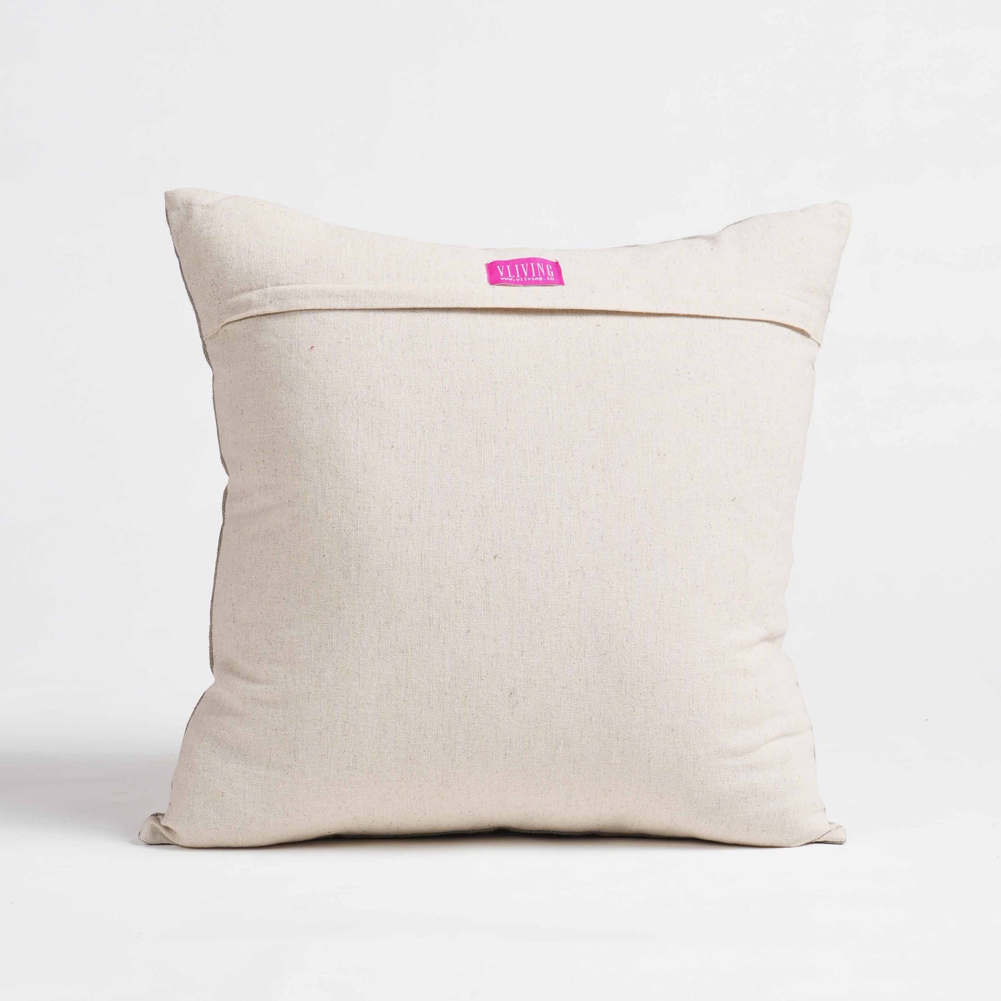 Pure Linen Pillow Cover with Scandinavian Stripe Aari Embroidery