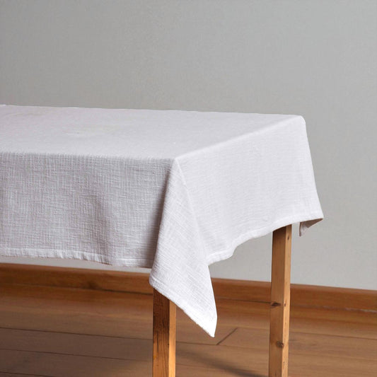 Pure Elements Premium Slub Cotton White Table Cloth – Textured Finish