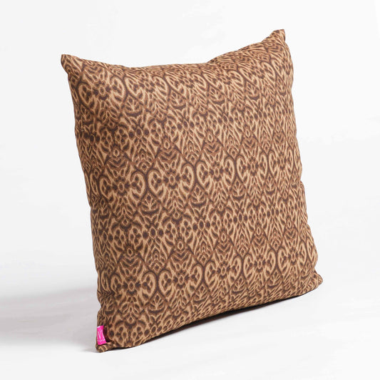 Beige Ikat Print Reversible Cotton Duck Pillow Cover