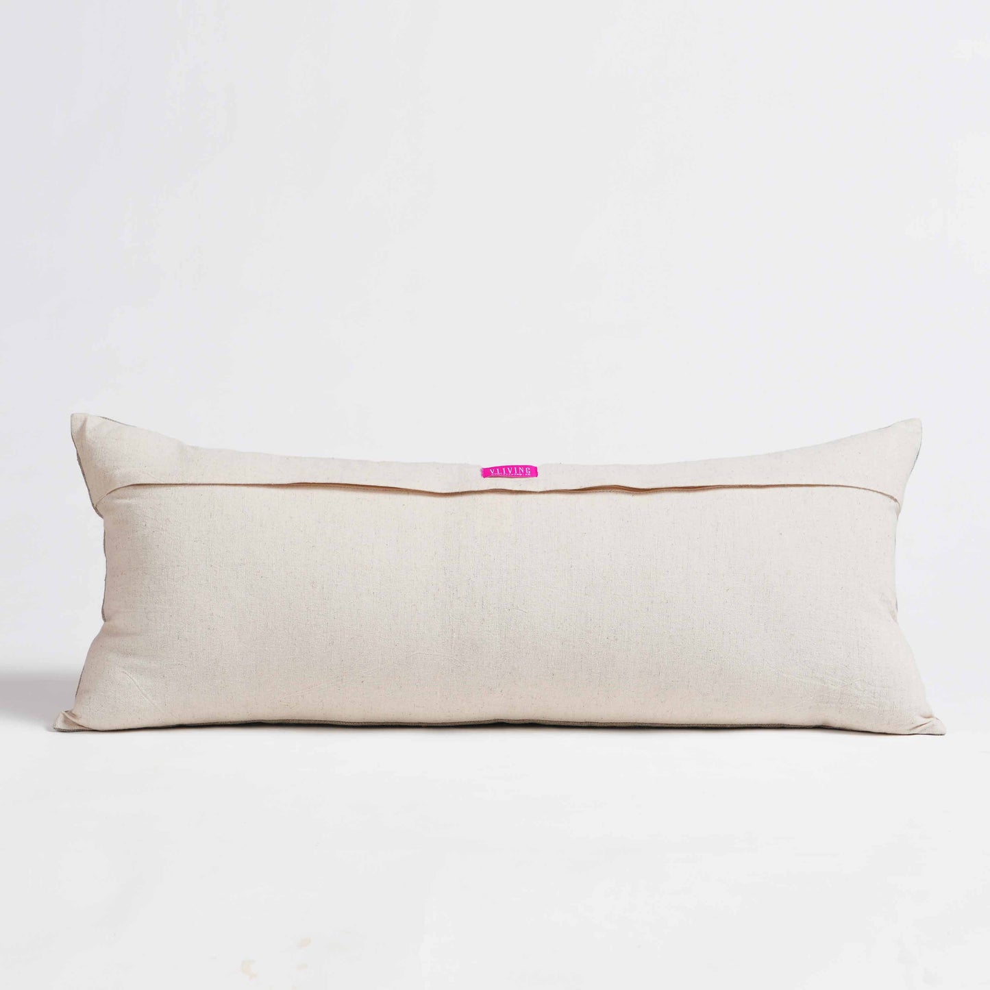 Pure Linen Pillow Cover with White Grid & Rice Stitch Embroidery