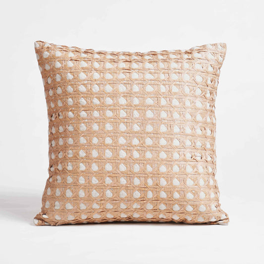 Pure Elements Luxury Hand-Interlaced Faux Raffia Pillow Cover 18x18