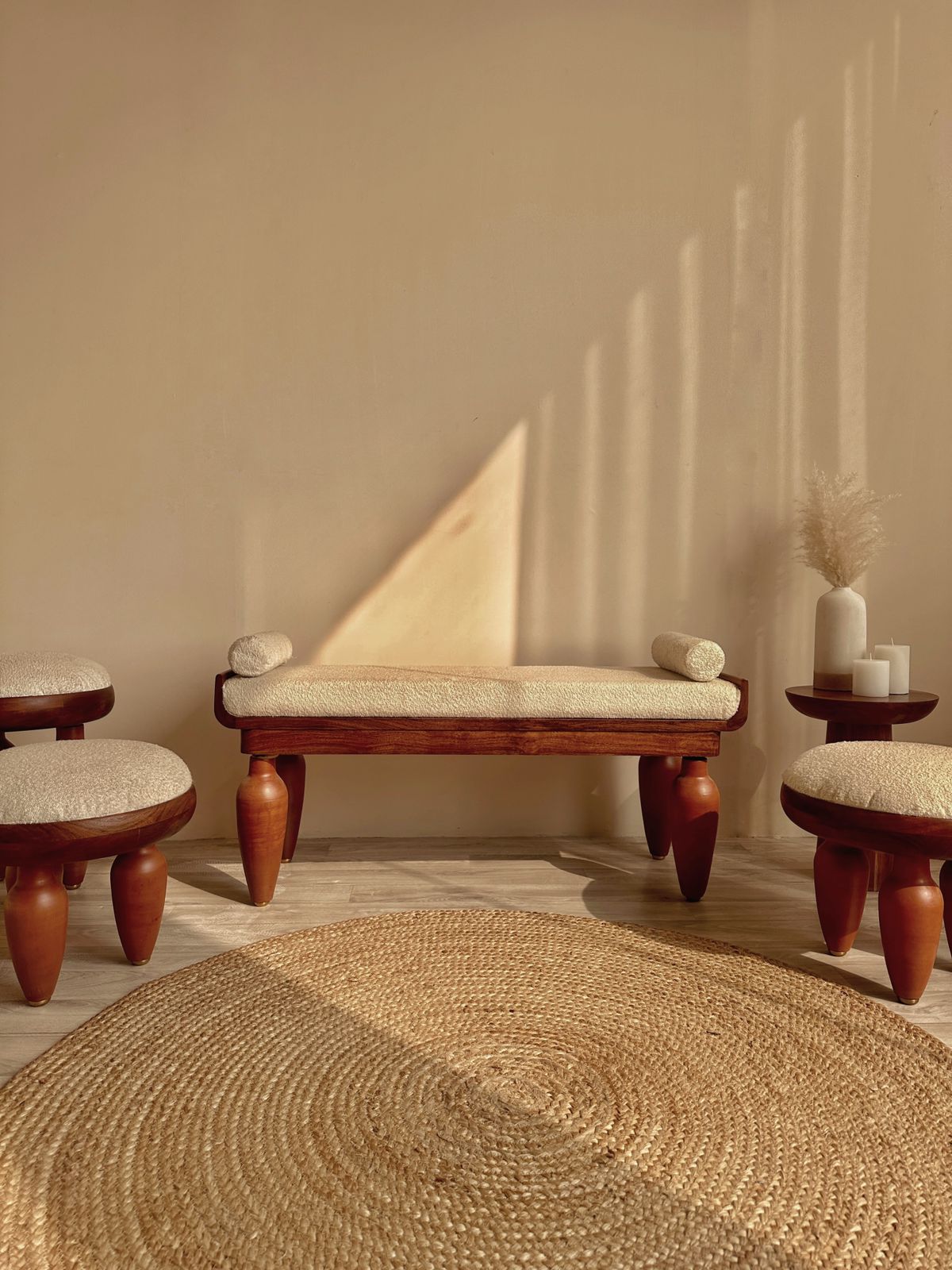 Handcrafted Luxury Terracotta & Brass Mushroom‑Style Bench – KLEI Collection