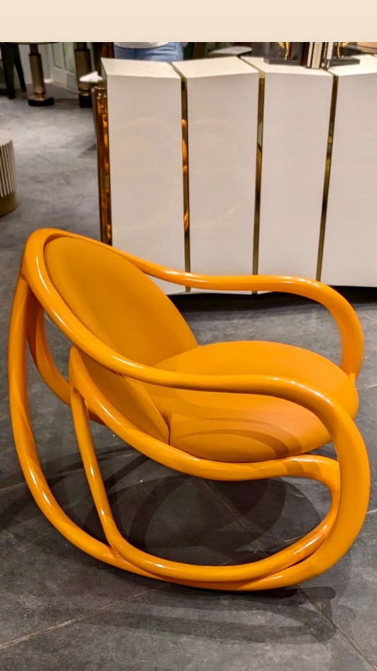 Armani Luxury Rocking Armchair: Elegant Wood Frame, Plush Upholstery for Ultimate Comfort