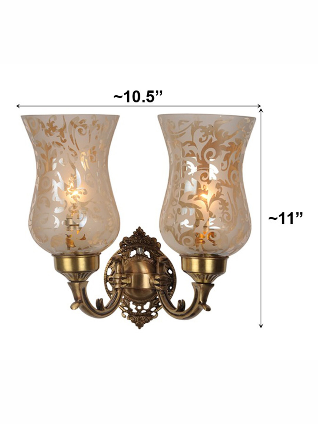 Brass Antique Glass Brass 2-Light Wall Sconce – 27.9 cm