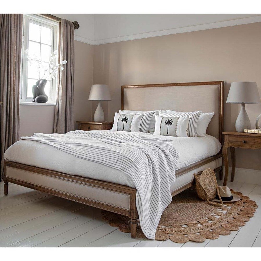 Savan Acacia Upholstered Bed with Maple Matt Finish