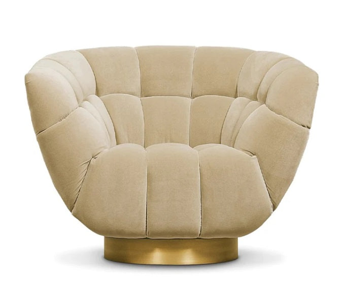 Luxurious Queen Velvet Barrel Armchair - Elegant, Customizable, Metal Base Home Furnishing