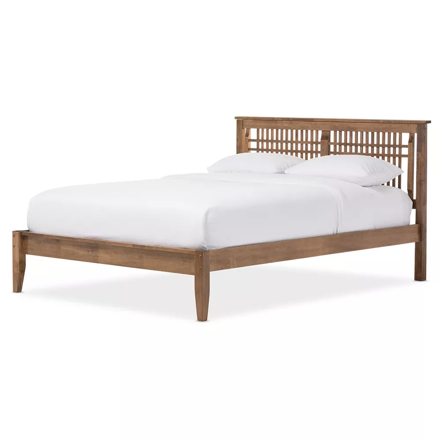Loafey Mid-Century Modern Solid Mango Wood Bed