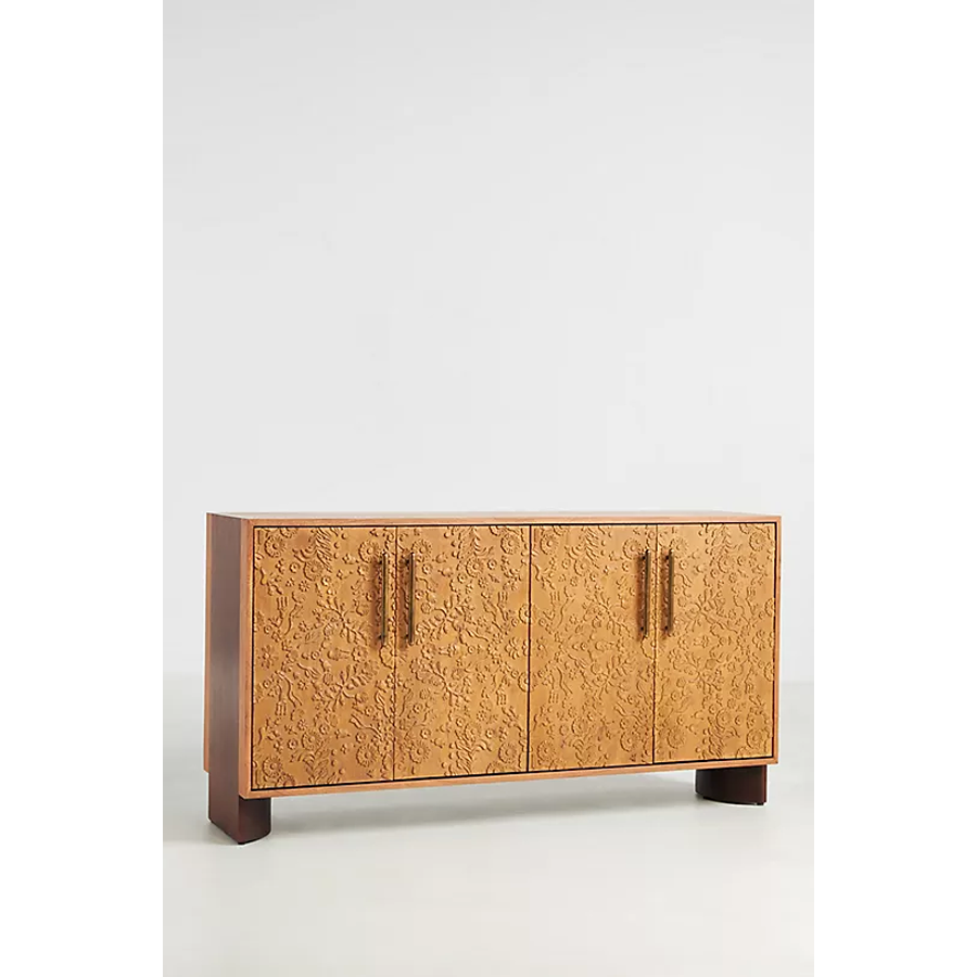 Pippa Deeply Carved Mango Wood Buffet with Antique Orange Finish