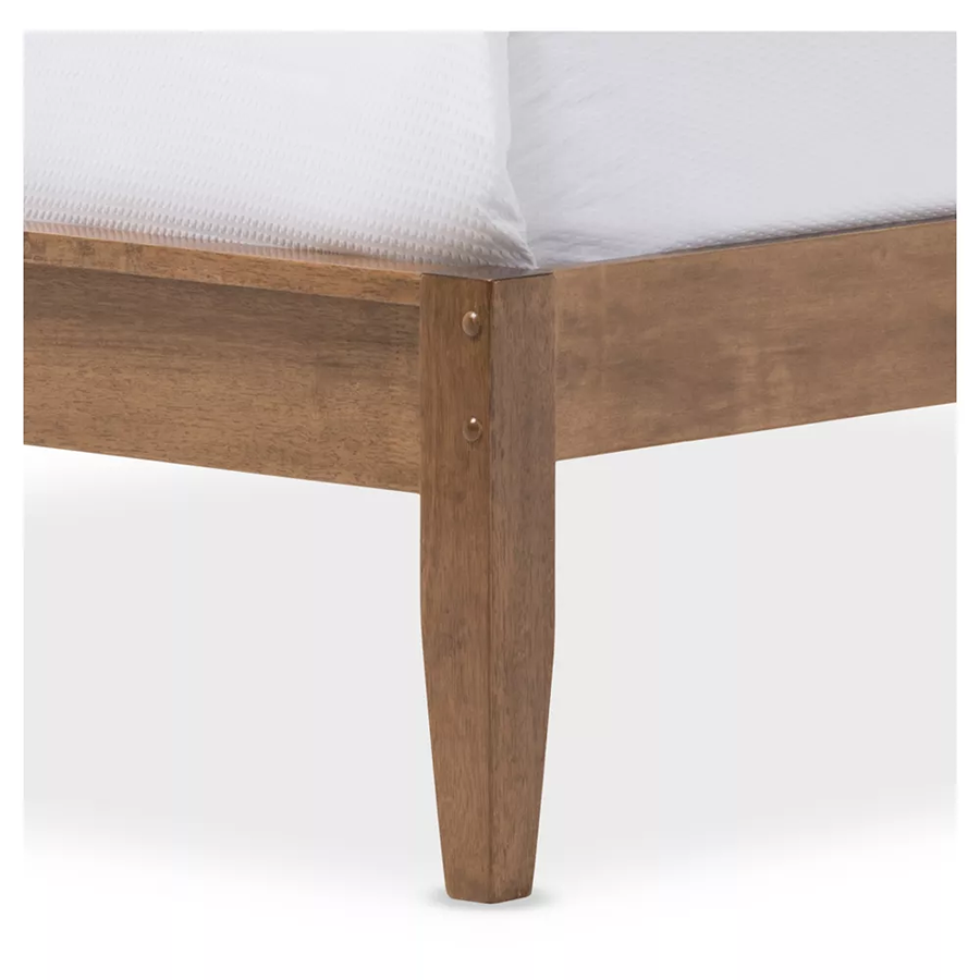 Loafey Mid-Century Modern Solid Mango Wood Bed