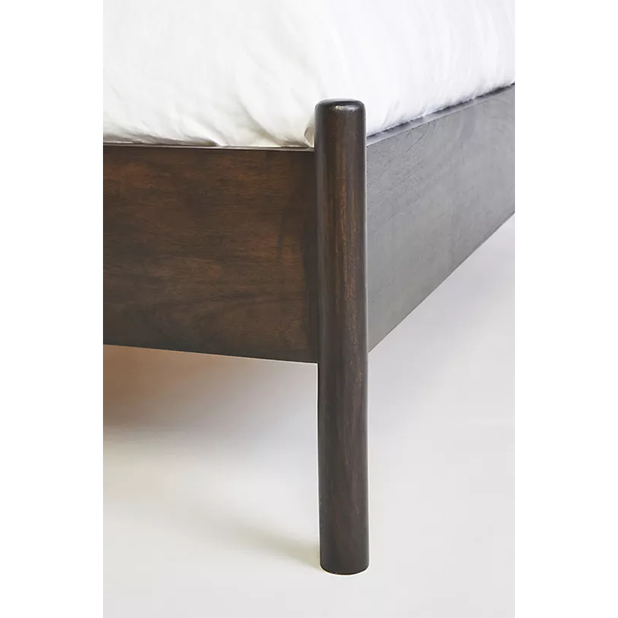 Woven Kinsley King Size Acacia Wood Bed with Walnut Finish