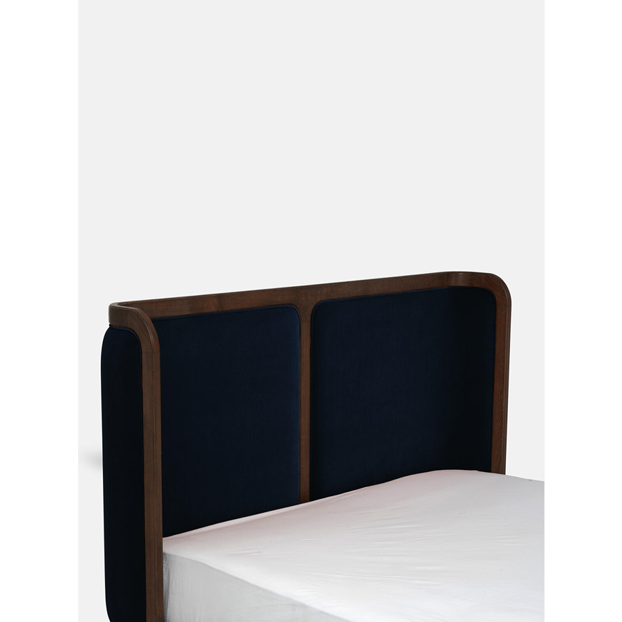 Belsa Luxury Acacia Wood Upholstered Bed with Velvet Headboard
