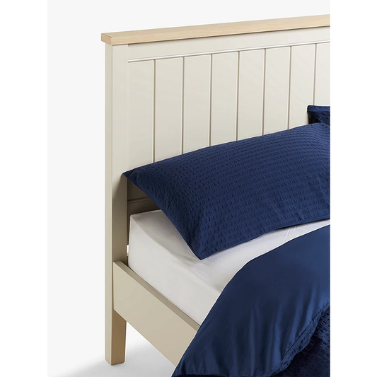 Beige Haze Smoke Grey King Bed with Acacia Wood Frame