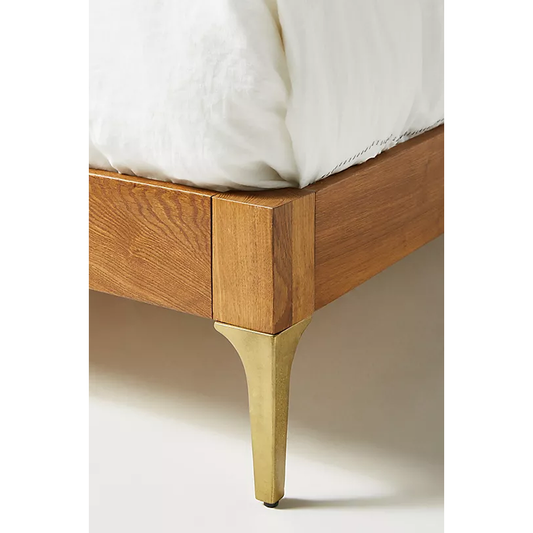 Prana Live-Edge Acacia Nightstand Bed with Brass Accents