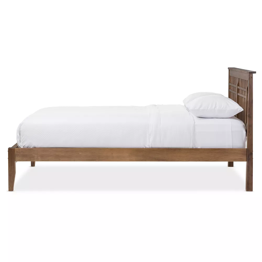 Loafey Mid-Century Modern Solid Mango Wood Bed