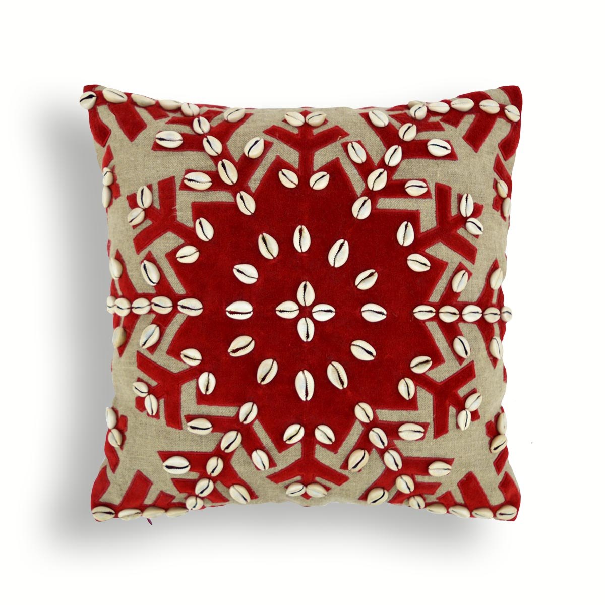 Festive Snowflake Velvet Applique Christmas Linen Pillow Cover