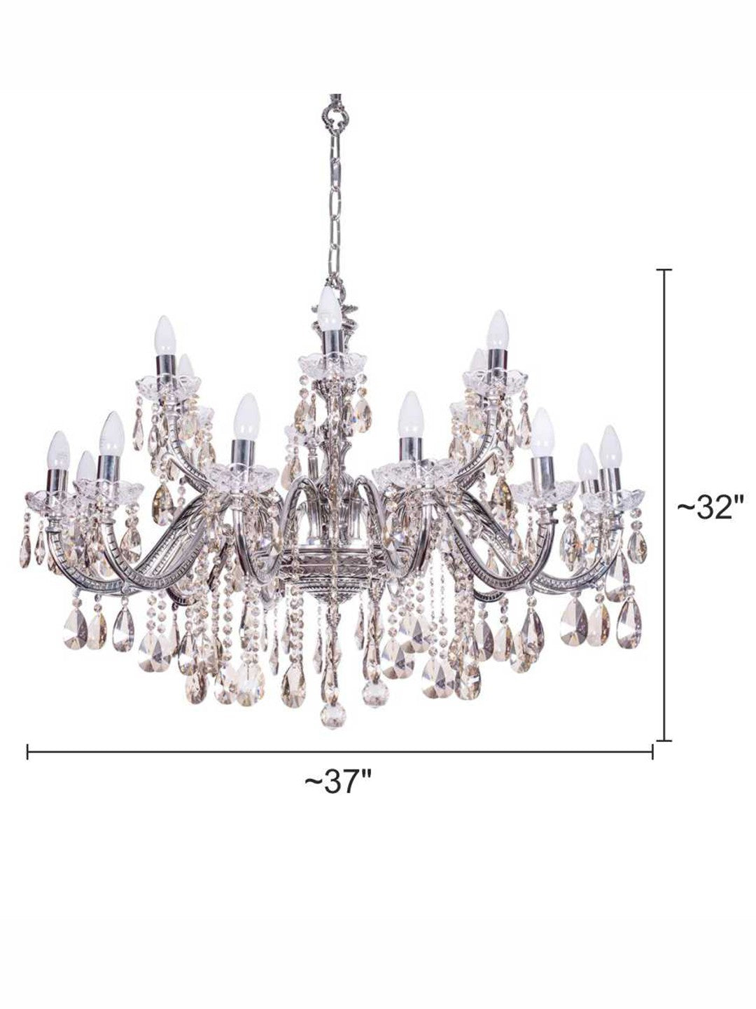 SZ Silver 18 Light Brass Crystal Chandelier