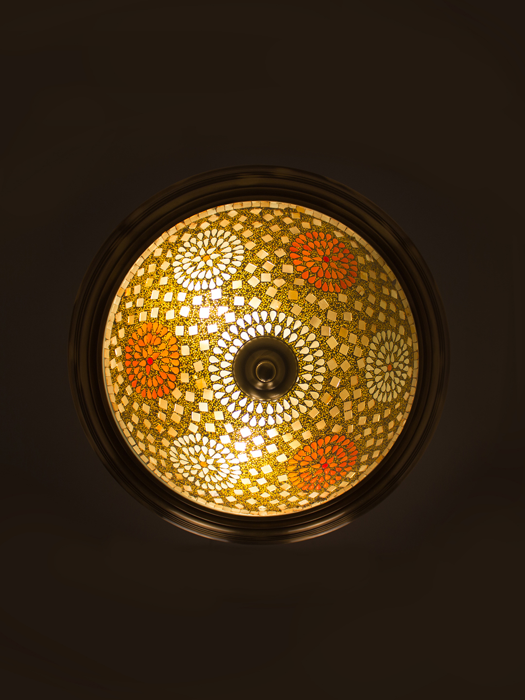 Brass Antique Glass 3-Light Hanging Light – 45.7 cm