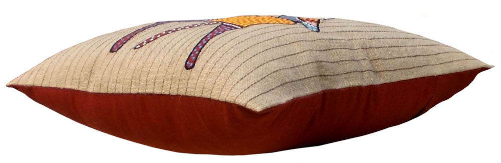Handcrafted Deer Motif Linen Pillow Cover – Boho Chic