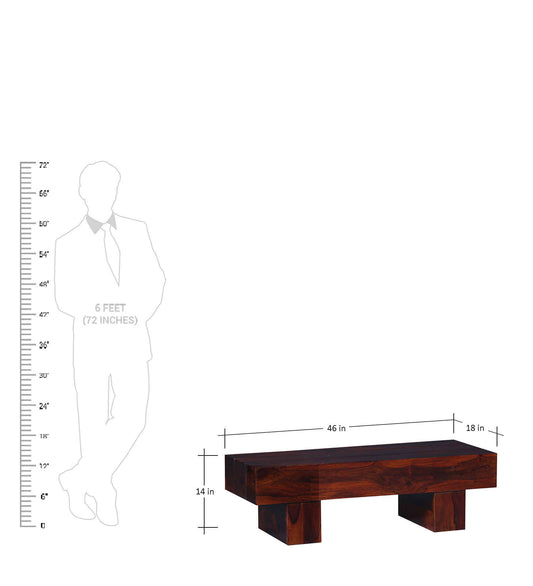 Designer Low Height Coffee Table in Honey comparison with human being