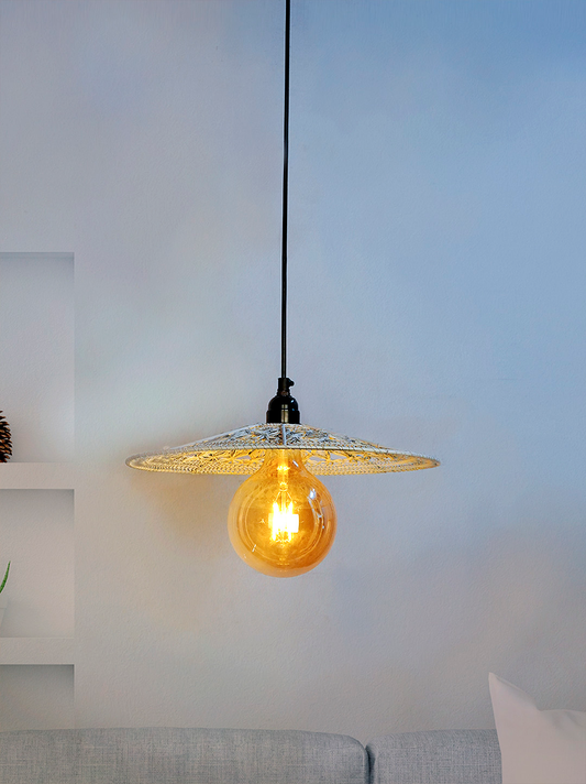 Elegant White Knitted Wire Disc Pendant Light: Rustic Industrial Ceiling Fixture