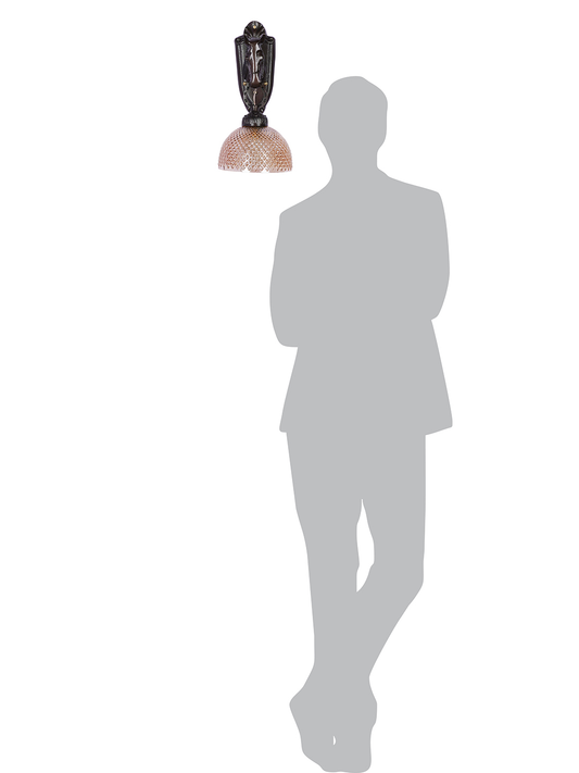 Elegant Medieval Brown Stallion Wall Light with Golden Textured Glass Shade