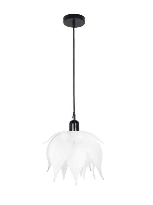 Auspicious Ivory Lotus Pendant Light with Elegant Fabric Shade
