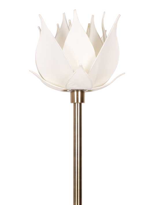 Elegant Ivory Lotus Antique Brass Floor Lamp - Modern Tall Standing Light