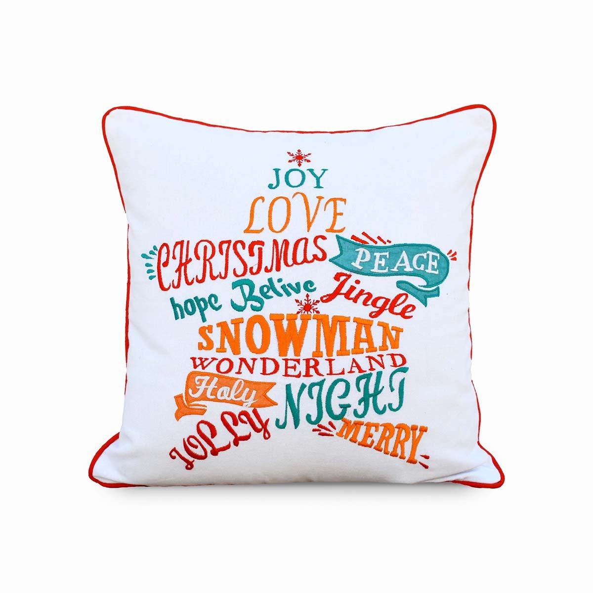 Vliving Star Embroidered 16" Multicolor Christmas Pillow Cover