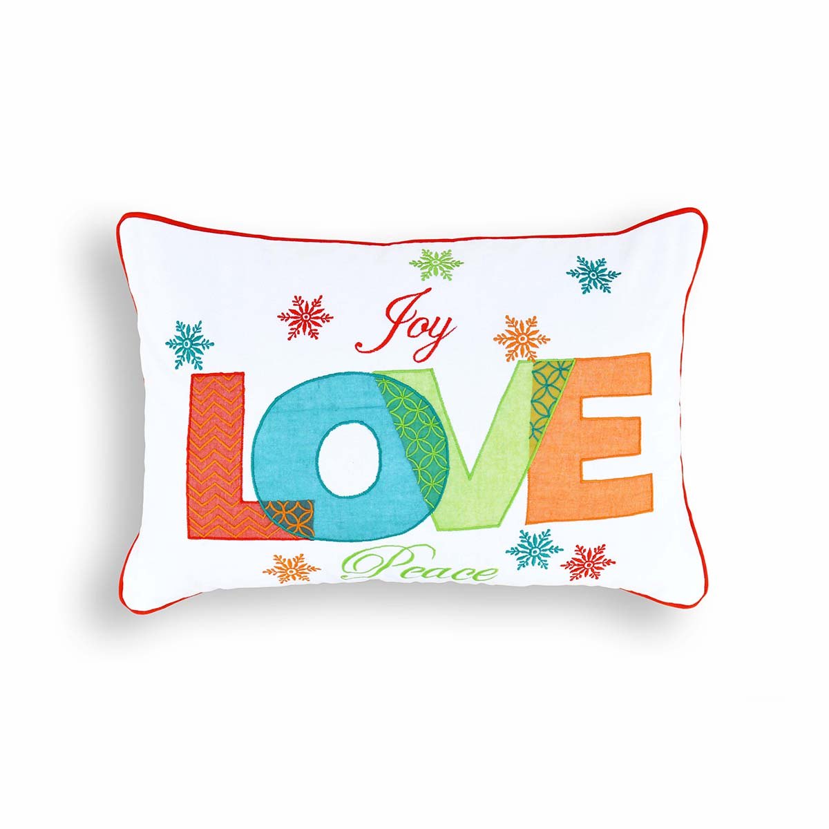 Festive Love Embroidered Christmas Pillow Cover – Vibrant 35 cm × 53 cm