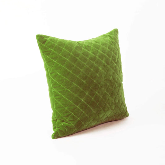 Lush Green Quilted Velvet Pillow Cover – Soft Decorative Throw
