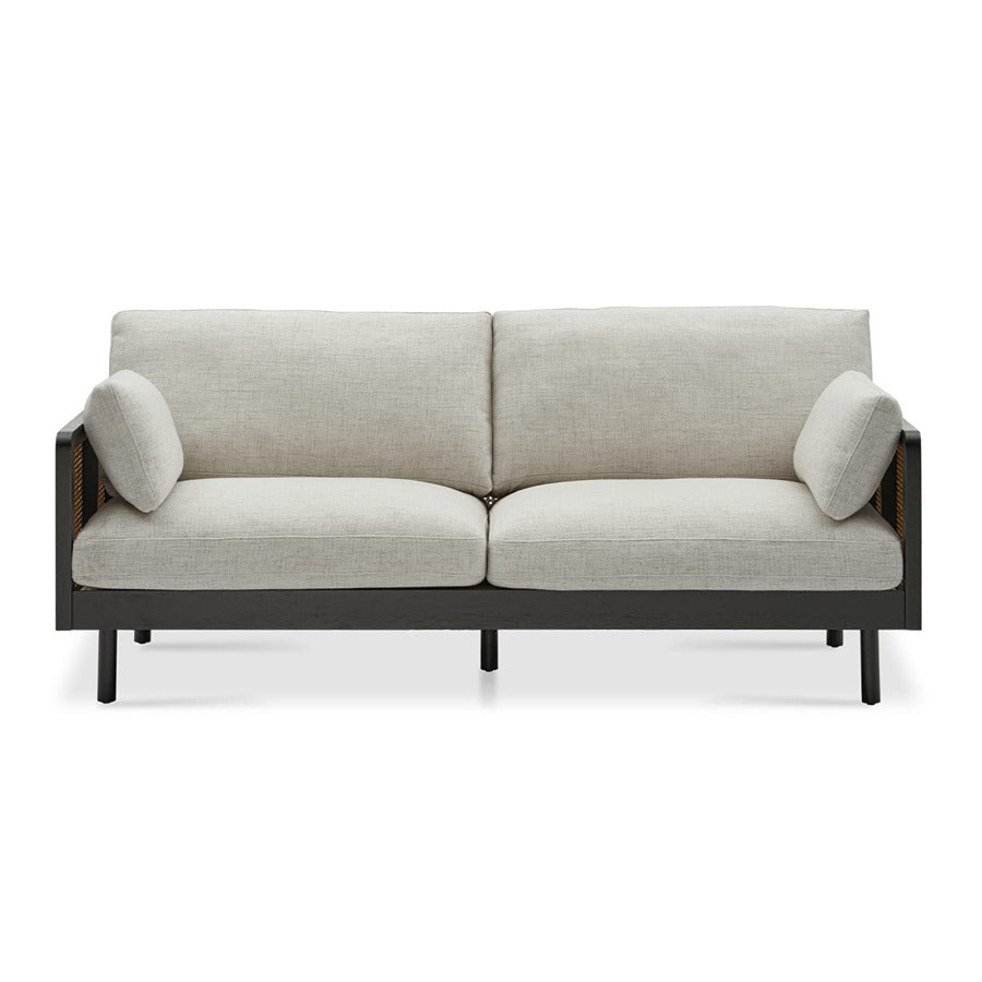 Black Sheehsham Wood Cane Sofa