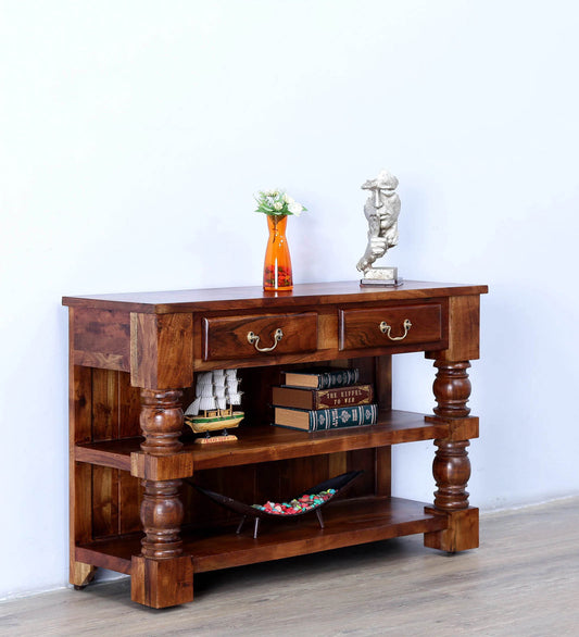 Egerton Console Table in Provincial Teak Finish side view