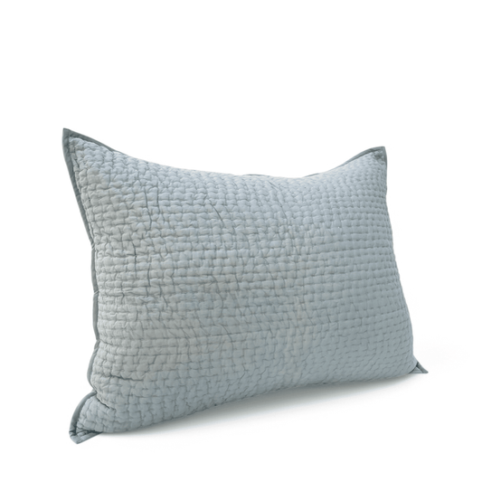 Duck Egg Kantha Quilted Cotton Pillow Cases – Soft, Multiple Sizes