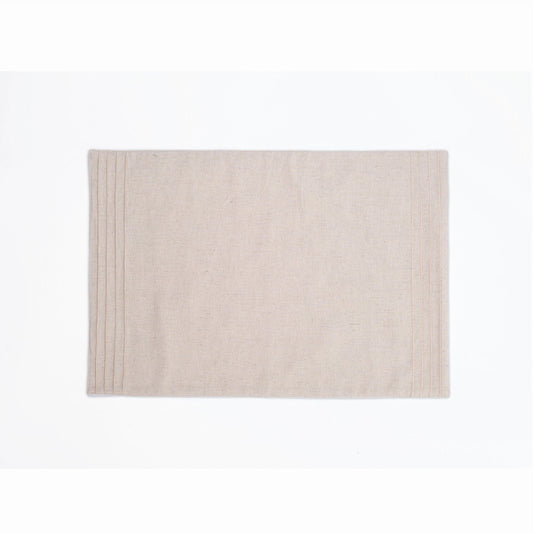 AMOUR Beige Linen-Cotton Placemat with Pintuck Border 13x19 Inch Set