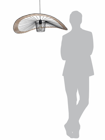 Contemporary 34 Inch Bohemian-Style Cane & Steel Single-Light Ceiling Hanging comparison with human