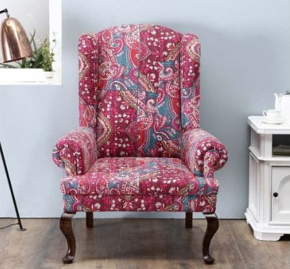 Slipknot Wing Chair - Kattha Red Fabric