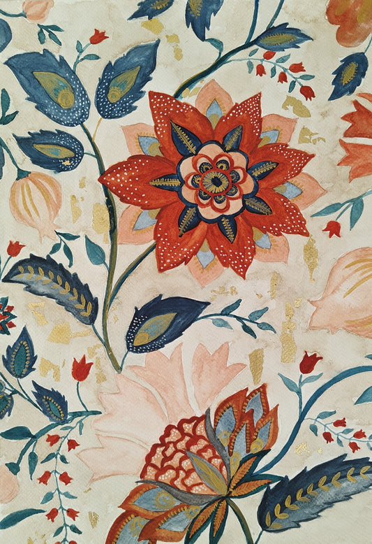 Handmade Set of 2 Kalamkari Inspired wall painting