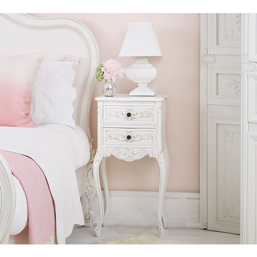 Hand Craved Bedside Table with Two Drawers